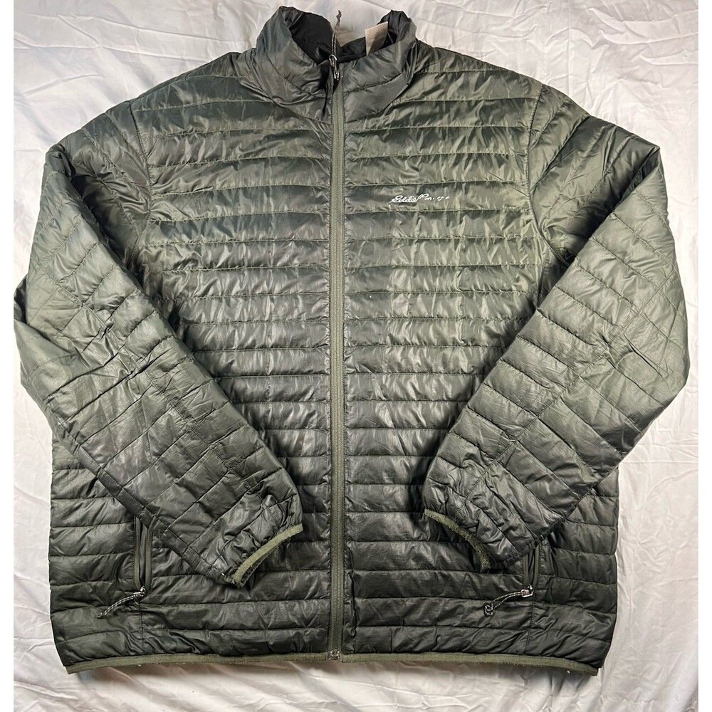 Eddie Bauer Jacket Mens 2XL Green EB650 Down Puffer Lightweight Full Zip
